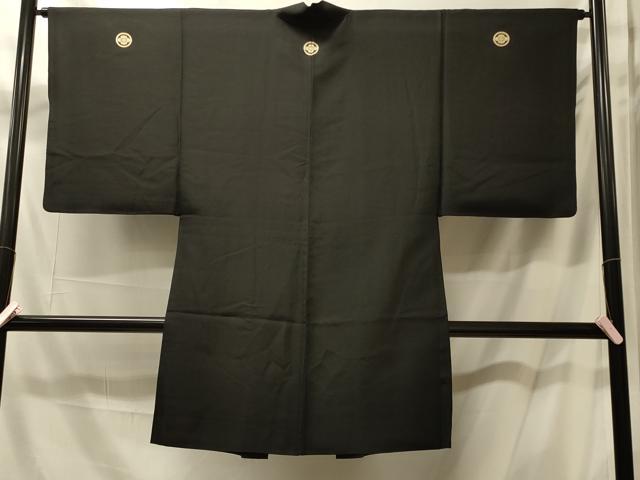 平和屋着物＃男性　長羽織　黒紋付き　正絹　逸品　CABM0219in