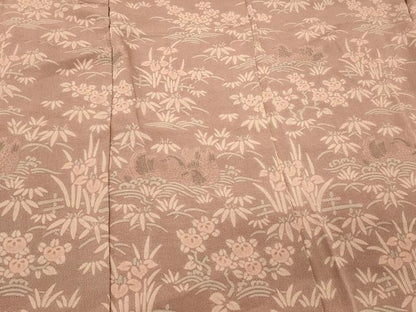 平和屋着物＃羽織　仮絵羽　立波花鳥文　鬼しぼ縮緬　正絹　逸品　未使用　CABM0223in