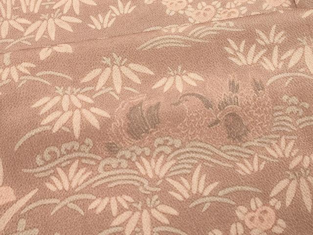 平和屋着物＃羽織　仮絵羽　立波花鳥文　鬼しぼ縮緬　正絹　逸品　未使用　CABM0223in