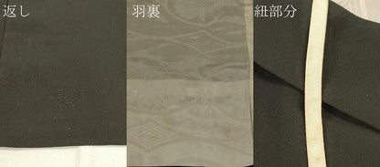 平和屋着物＃羽織　枝花文　黒地　正絹　逸品　CABM0224in