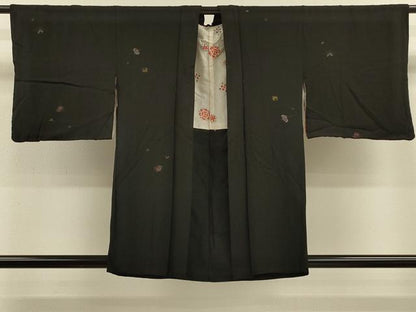 平和屋着物＃羽織　寿光織　宝尽くし文　黒地　金銀糸　正絹　逸品　CABM0225in