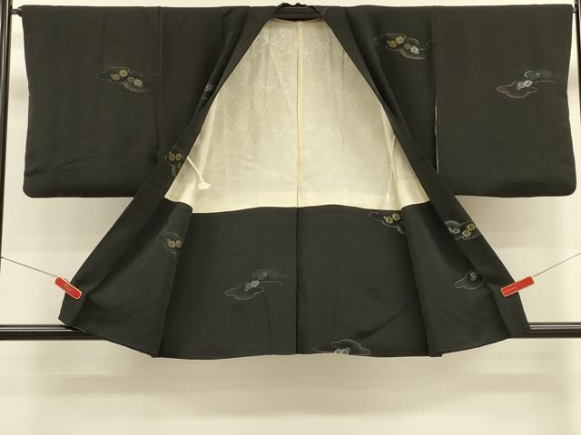 平和屋着物＃羽織　寿光織　雲取り菊文　黒地　金銀糸　正絹　逸品　CABM0229in