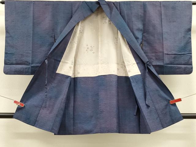 平和屋着物＃道中着　紬地　市松文様　暈し染め　正絹　逸品　CABM0234in