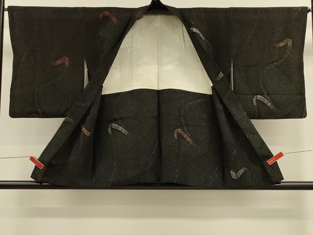 平和屋着物＃羽織　寿光織　鬘帯花文　黒地　金銀糸　正絹　逸品　CABM0235in