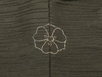 平和屋着物＃羽織　寿光織　草葉文　黒地　金銀糸　正絹　逸品　CABM0236in