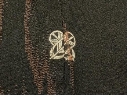 平和屋着物＃羽織　杢目文様　黒地　正絹　逸品　CABM0239in