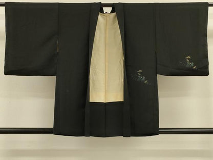 平和屋着物＃羽織　寿光織　遠山風景文　黒地　金糸　正絹　逸品　CABM0240in