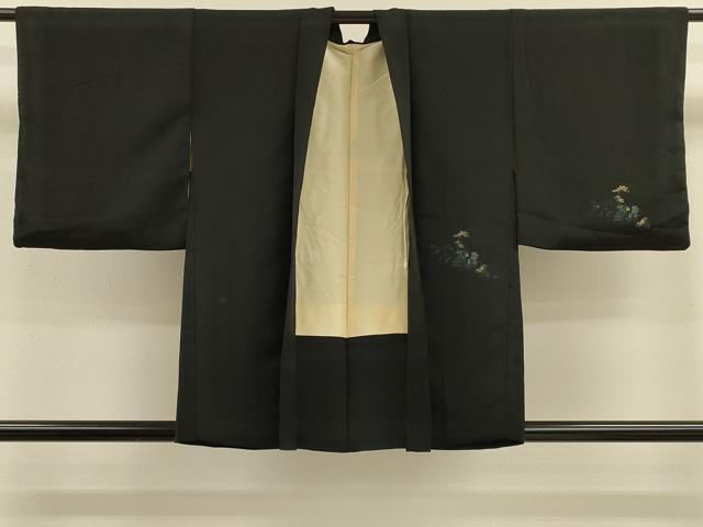 平和屋着物＃羽織　寿光織　遠山風景文　黒地　金糸　正絹　逸品　CABM0240in