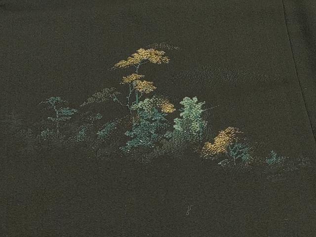 平和屋着物＃羽織　寿光織　遠山風景文　黒地　金糸　正絹　逸品　CABM0240in