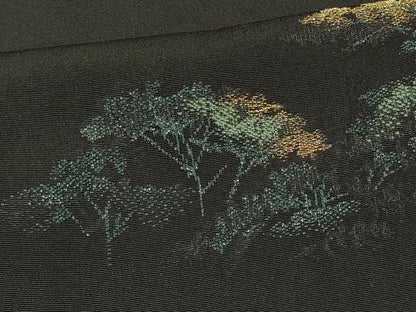 平和屋着物＃羽織　寿光織　遠山風景文　黒地　金糸　正絹　逸品　CABM0240in