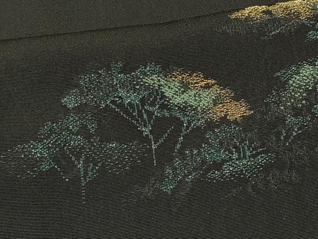 平和屋着物＃羽織　寿光織　遠山風景文　黒地　金糸　正絹　逸品　CABM0240in