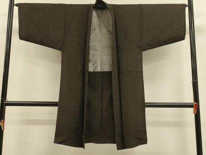 平和屋着物＃男性　長羽織　紬地　格子　正絹　逸品　CABM0248in