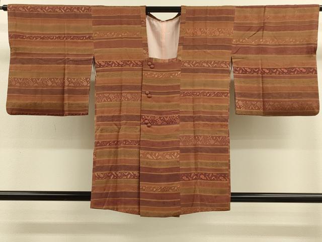 平和屋着物＃道行コート　地紋起こし　横段草花文　正絹　逸品　CABM0250in