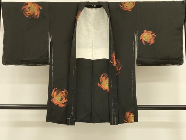 平和屋着物＃羽織　舞花文　黒地　金糸　正絹　逸品　未使用　CABM0255in