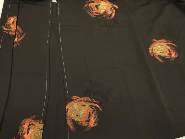 平和屋着物＃羽織　舞花文　黒地　金糸　正絹　逸品　未使用　CABM0255in