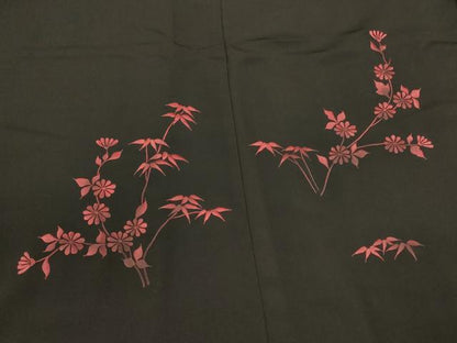 平和屋着物＃羽織　総刺繍　枝花文　黒地　正絹　逸品　CABM0257in