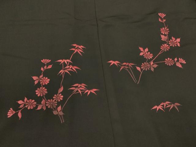 平和屋着物＃羽織　総刺繍　枝花文　黒地　正絹　逸品　CABM0257in