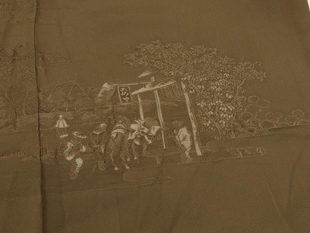平和屋着物＃羽織　人物風景文　正絹　逸品　CABM0262in