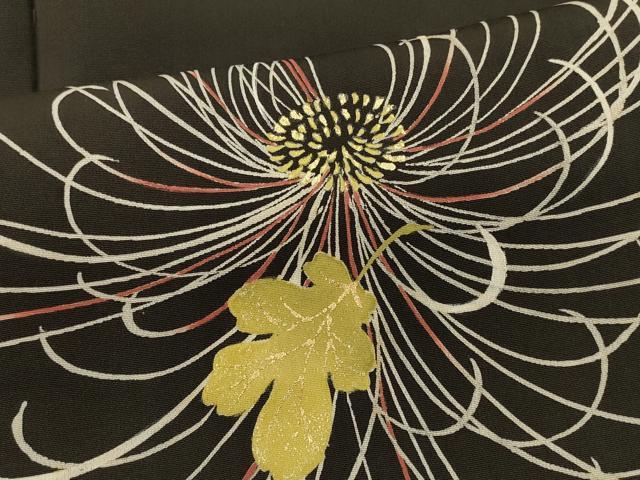 平和屋着物＃羽織　乱菊　黒地　金彩　正絹　逸品　CABM0266in