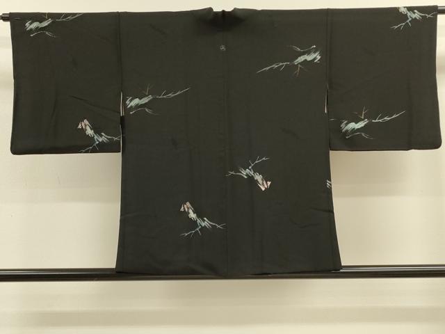 平和屋着物＃羽織　寿光織　草木文　黒地　金糸　正絹　逸品　CABM0268in