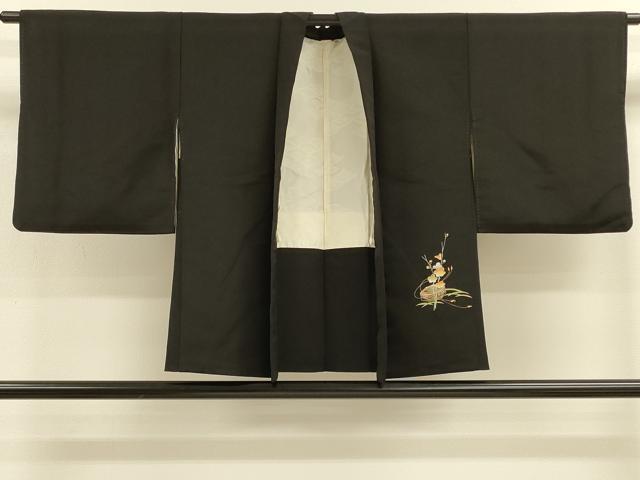 平和屋着物＃羽織　貝桶花文　黒地　金彩　正絹　逸品　CABM0279in