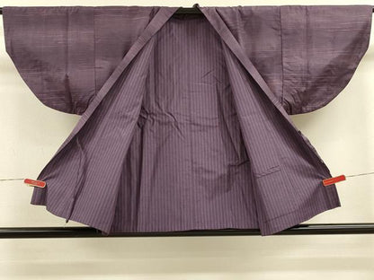平和屋着物＃和装コート　リバーシブル　作家物　紬地　横段文　共箱付き　正絹　逸品　CABM0284in