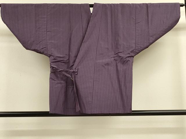 平和屋着物＃和装コート　リバーシブル　作家物　紬地　横段文　共箱付き　正絹　逸品　CABM0284in