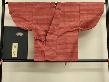平和屋着物＃和装コート　リバーシブル　作家物　紬地　横段文　共箱付き　正絹　逸品　CABM0285in