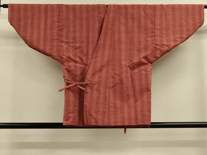 平和屋着物＃和装コート　リバーシブル　作家物　紬地　横段文　共箱付き　正絹　逸品　CABM0285in