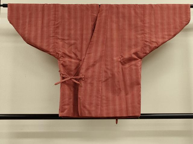 平和屋着物＃和装コート　リバーシブル　作家物　紬地　横段文　共箱付き　正絹　逸品　CABM0285in