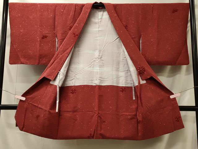 平和屋着物＃道中着　輪奈ビロード　更紗花唐草文　ロング丈　正絹　逸品　CABM0317in