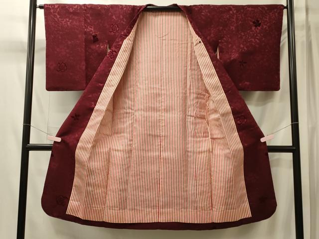 平和屋着物＃道行コート　輪奈ビロード　草花文　ロング丈　正絹　逸品　CABM0318in