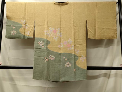 平和屋着物＃京友禅作家　松井佚鴦　道行コート　流水草花文　正絹　逸品　CABM0355in