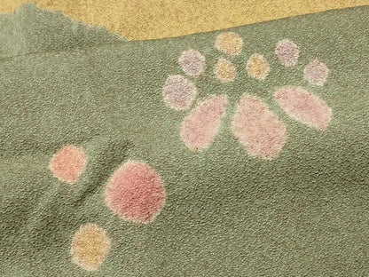 平和屋着物＃京友禅作家　松井佚鴦　道行コート　流水草花文　正絹　逸品　CABM0355in