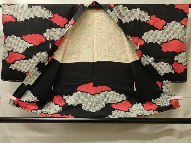 平和屋着物＃羽織　絞り　雲重ね文　黒地　正絹　逸品　未使用　CABM0357in