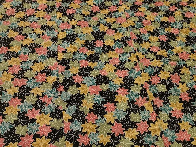平和屋着物＃道行コート　楓づくし　黒地　正絹　逸品　未使用　CABM0358in