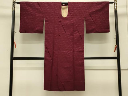 平和屋着物＃道行コート　輪奈ビロード　斜線文　ロング丈　正絹　逸品　CABM0361in