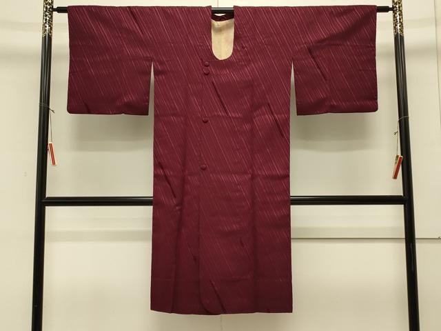 平和屋着物＃道行コート　輪奈ビロード　斜線文　ロング丈　正絹　逸品　CABM0361in