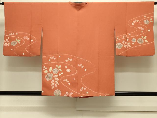 平和屋着物＃道行コート　絞り　流水草花文　銀彩　正絹　逸品　CABM0371in