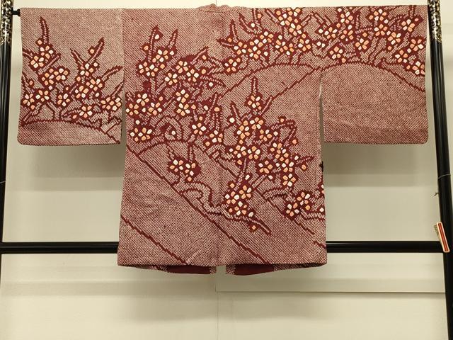 平和屋着物＃道中着　総絞り　枝花文　正絹　逸品　CABM0374in