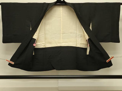 平和屋着物＃羽織　寿光織　槍梅文　黒地　金銀糸　正絹　逸品　CABM0376in