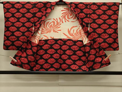 平和屋着物＃羽織　総絞り　地紙文　黒地　正絹　逸品　CABM0380in