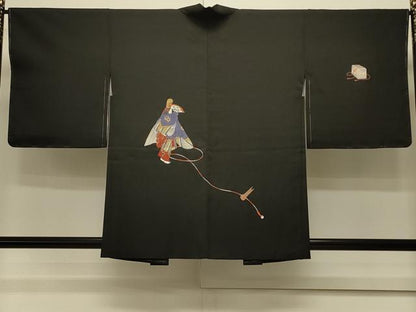 平和屋着物＃羽織　手描き　能　黒地　金彩　正絹　逸品　未使用　CABM0382in