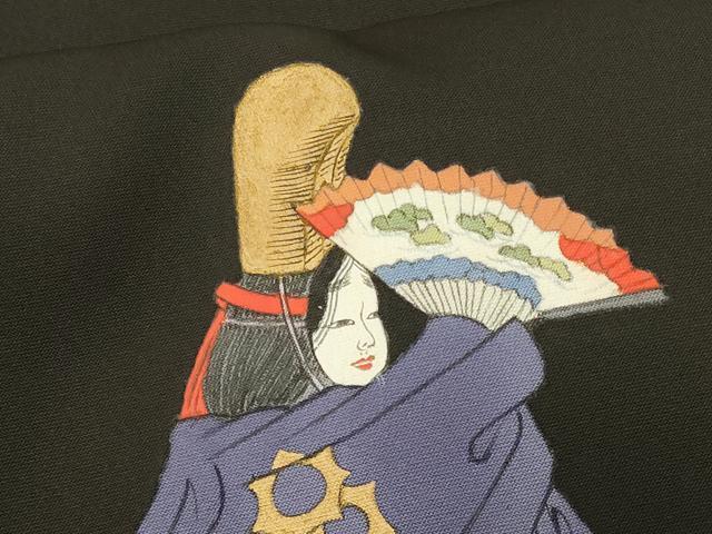平和屋着物＃羽織　手描き　能　黒地　金彩　正絹　逸品　未使用　CABM0382in