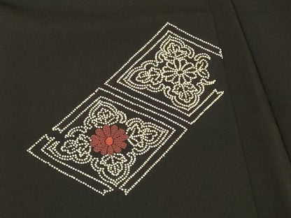 平和屋着物＃中国三大刺繍　相良刺繍　総刺繍　羽織　花菱文　黒地　正絹　逸品　CABM0384in
