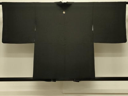 平和屋着物＃羽織　霞地紋　黒地　正絹　逸品　CABM0385in