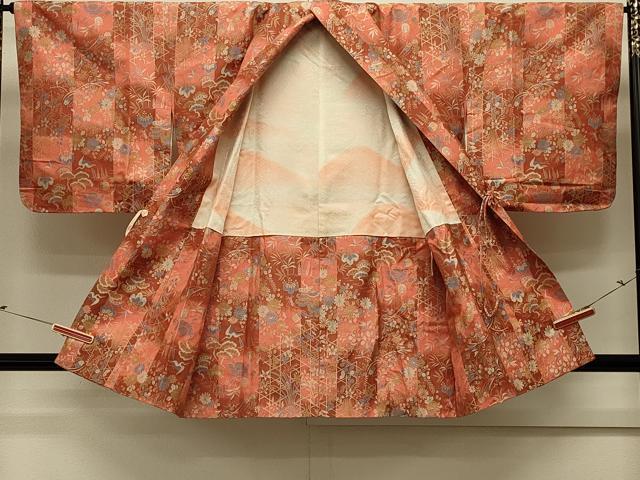平和屋着物＃西陣　能衣装織　道中着　宝尽くし花鳥文　鶴　正絹　逸品　CABM0390in