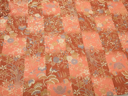 平和屋着物＃西陣　能衣装織　道中着　宝尽くし花鳥文　鶴　正絹　逸品　CABM0390in