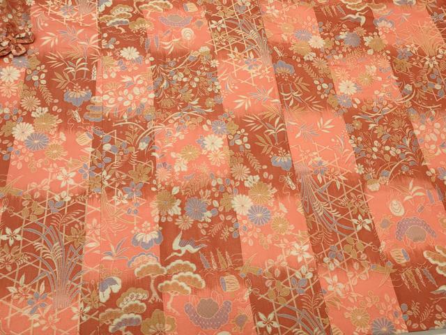平和屋着物＃西陣　能衣装織　道中着　宝尽くし花鳥文　鶴　正絹　逸品　CABM0390in