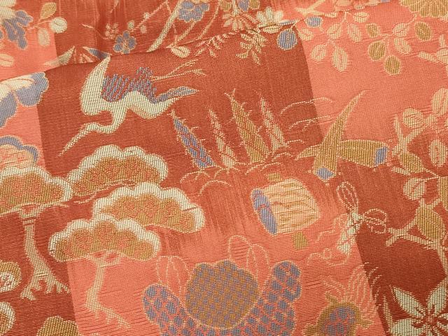 平和屋着物＃西陣　能衣装織　道中着　宝尽くし花鳥文　鶴　正絹　逸品　CABM0390in